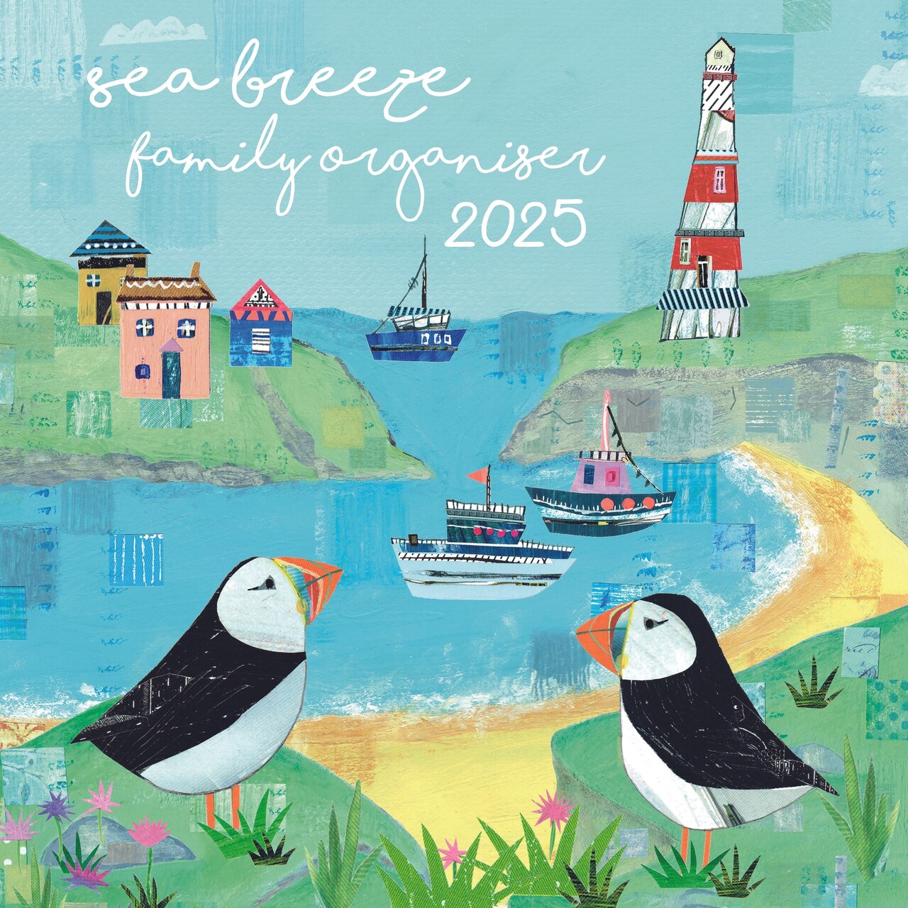 The Gifted Stationary 2025 Square Wall Calendar, Sea Breeze Family, 16-Month Home Organizers Theme Hanging Calendar with 180 Reminder Stickers, Month Planner for Home, or Creative Spaces, 12x12 In